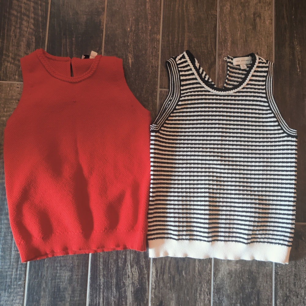 Time and Tru Red and Striped Tank Tops